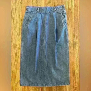 White Stag Long Jean Skirt Size 14 Blue Denim Vtg 80s 90s Belt Loops Side Zip